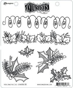 Ranger Dylusions Cling Stamp Set Christmas Holly and the Ivy By Dyan Reaveley