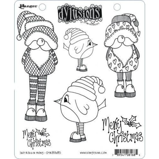 Ranger Ranger Dylusions Cling Stamp Set Christmas Just Robbin Along By Dyan Reaveley