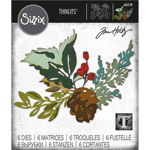 Sizzix Thinlits Die Set Tim Holtz Holiday Brushstroke #2 6 Dies