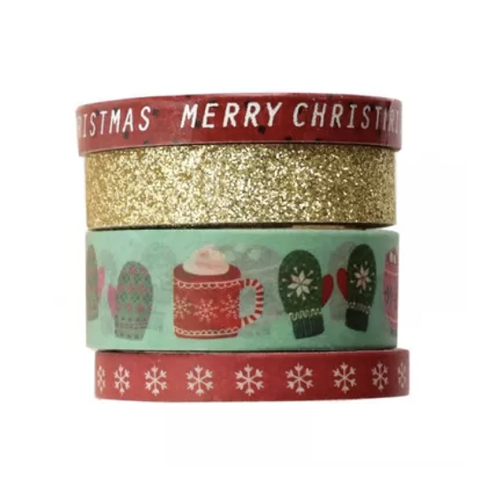 Graine Creative Washi Masking Tape 4st Kerst