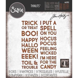 Sizzix Tim Holtz Thinlits Die Set Bold Text Halloween 9 pcs