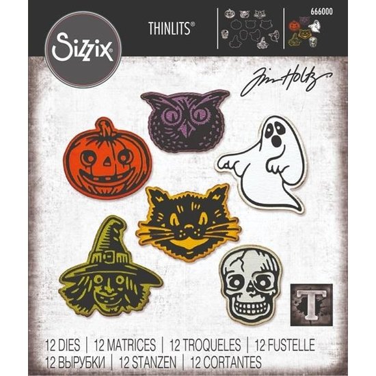 Tim Holtz Sizzix Tim Holtz Thinlits Die Set Retro Halloween 12 pcs.