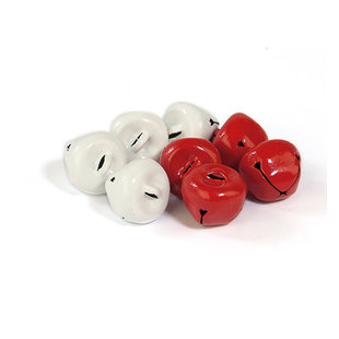 Kerst Bel Rood en Wit 15 mm 8 stuks