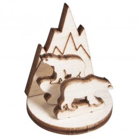 Rayher Houten steekdelen set 3 st. 3,2cm ø, 4cm. IJsberen