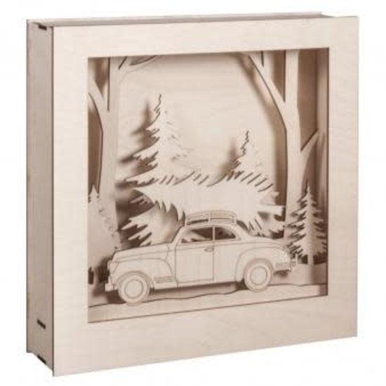 Rayher Houten bouwset 3D lijst Auto 25,5x26x6,6cm.