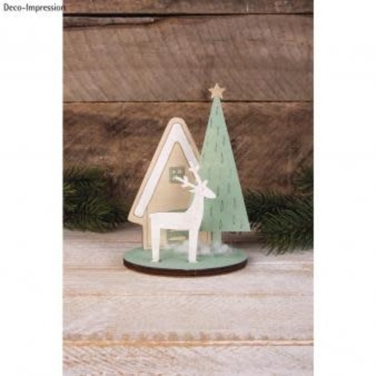 Rayher Rayher Houten DIY Bouwset Instekers Voor Stolp Kerst Winterhome 10x10x14,5cm.