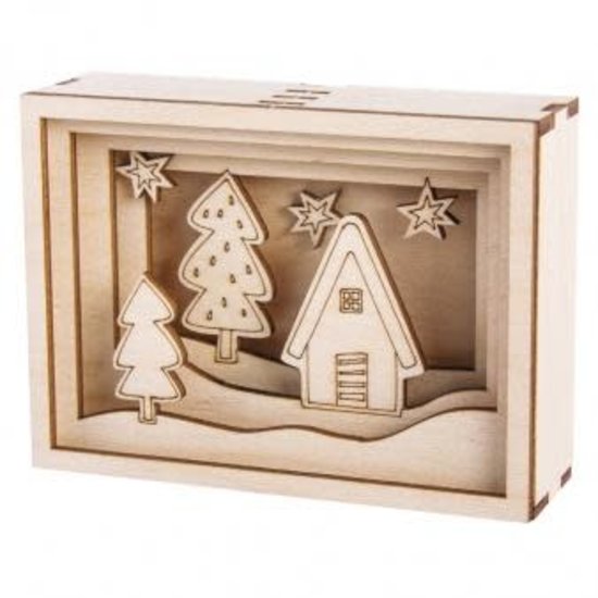 Rayher Houten bouwset mini 3D lijst nacht 11,5x8,5x3,2cm.