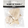 Creotime Houten Harten en sterren, 4st. Assorti