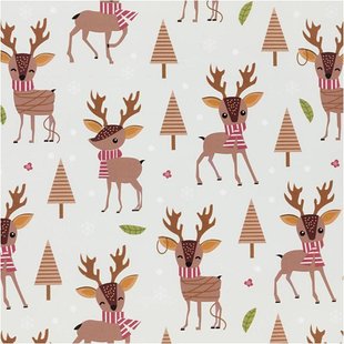 Cadeaupapier Kerst, Bambi 80 gr. 50cm x 5 mtr