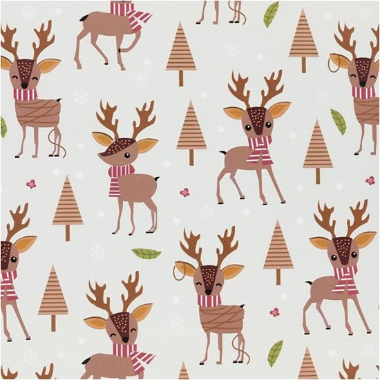 Creotime Cadeaupapier Kerst, Bambi 80 gr. 50cm x 5 mtr