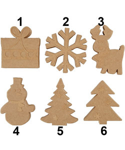 Papier mache kerstdecoratie nr. 1  Cadeautje ca. 10,5x9,5cm. 2cm. dik 1 st.