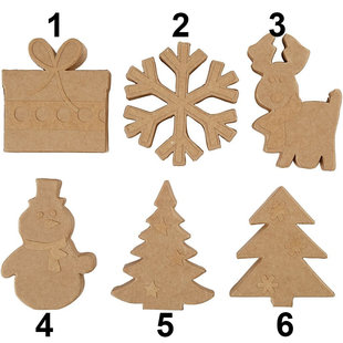 Papier mache kerstdecoratie nr. 6  Denneboom strak ca. 11x9,5cm. 2cm. dik 1 st.