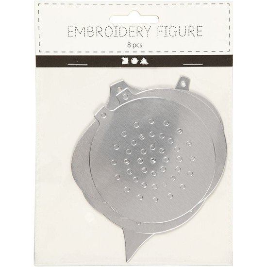 Creotime Kruissteken karton Kerstdecoratie 8,5-12cm. gatgrootte 3mm. 8 st. Metallic Zilver