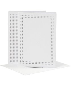 Kaarten om te borduren Kaart 10,5x15cm. envelop 11,5x16,5cm 6 st. Wit