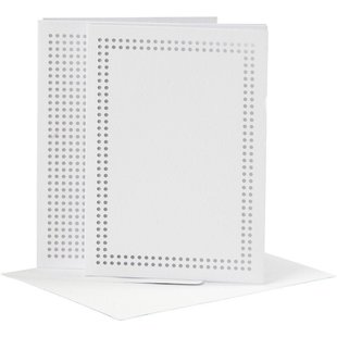 Kaarten om te borduren Kaart 10,5x15cm. envelop 11,5x16,5cm 6 st. Wit