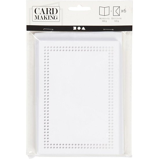 Creotime Kaarten om te borduren Kaart 10,5x15cm. envelop 11,5x16,5cm 6 st. Wit