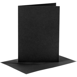 Kaarten en Enveloppen 10,5x15cm. 6 st. Zwart
