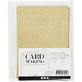 Creotime Kaarten en Enveloppen 10,5x15 cm. 4 st. Goud Glitter