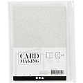 Creotime Kaarten en Enveloppen 10,5x15 cm. 4 st. Zilver Glitter