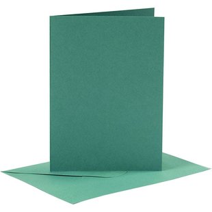 Kaarten en Enveloppen 10,5x15cm. 6 st. Groen