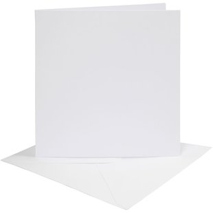 Kaarten & Enveloppen  Kaart 15,2x15,2cm. Enveloppe 16x16cm. 4st. Wit