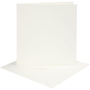 Kaarten & Enveloppen  Kaart 15,2x15,2cm. Enveloppe 16x16cm. 4st. Off White