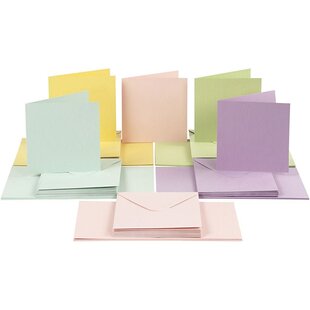 Kaarten & Enveloppen  Afmeting kaart 15x15cm 50st. Assorti Pastel Kleuren