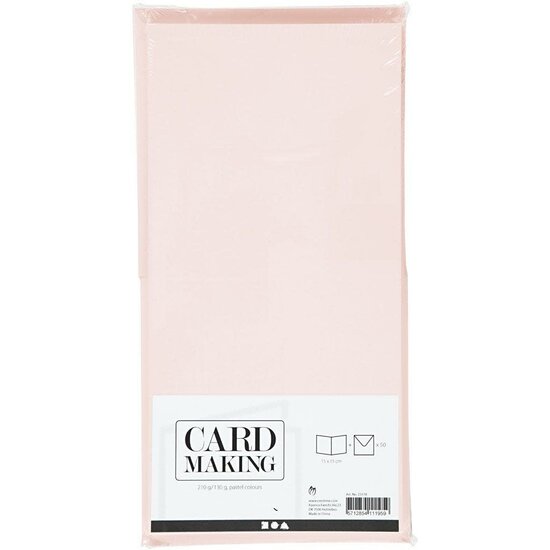 Creotime Kaarten & Enveloppen  Afmeting kaart 15x15cm 50st. Assorti Pastel Kleuren