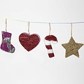 Creotime Papier Mache Kerst Ornamenten h:7+8cm  assorti 6 st.