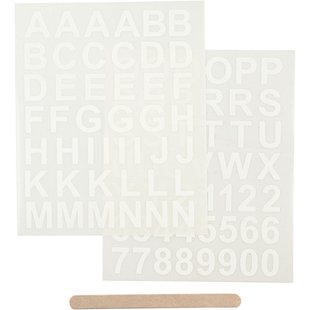 Rub-On Stickers Letters En Cijfers Hoogte  17 mm.  Wit incl. tool