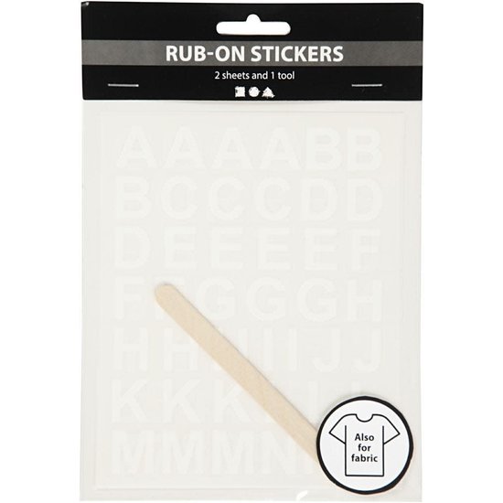 Creotime Rub-On Stickers Letters En Cijfers Hoogte  17 mm.  Wit incl. tool