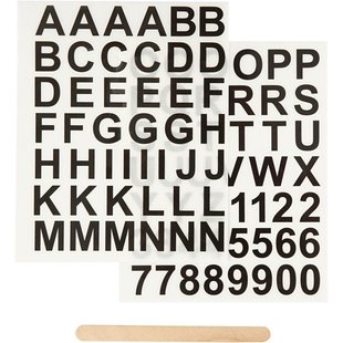 Rub-On Stickers Letters En Cijfers Hoogte  17 mm.  Zwart incl. tool