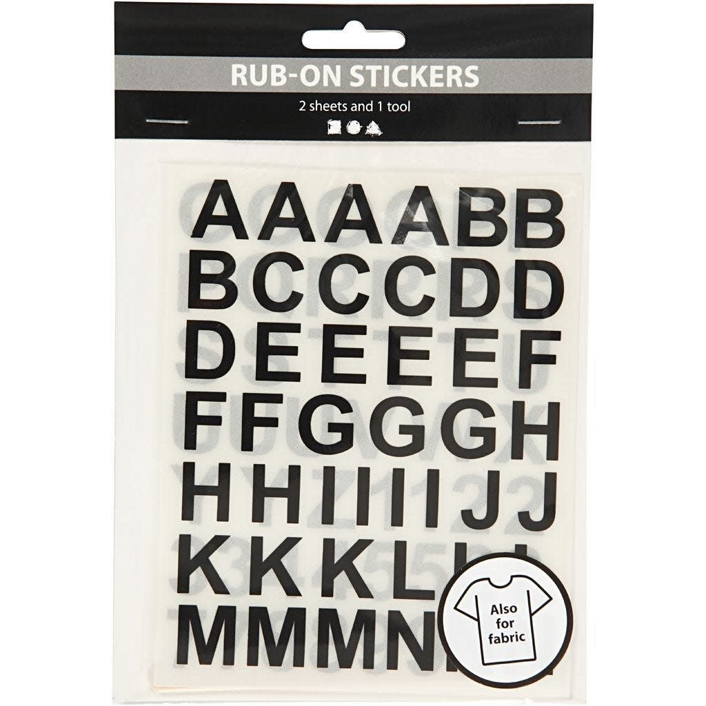 Huiswerk Bouwen op onthouden Creotime Rub-On Stickers Letters En Cijfers Hoogte 17 mm. Zwart incl. tool  | Creaflex