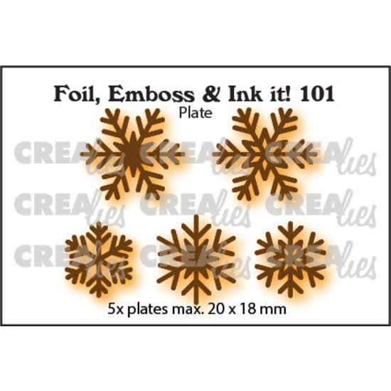 Crealies Crealies Foil, Emboss & Ink it SNOWFLAKES 5 st. - LET OP DIT IS GEEN STANS