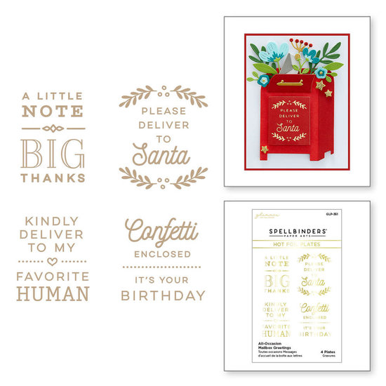 Spellbinders Spellbinders Glimmer Hot Foil Plate All-Occasion Mailbox Greetings 4st.