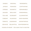 Spellbinders Spellbinders Glimmer Hot Foil Stitched Alphabet Glimmer Descriptors 27st.
