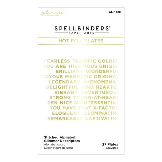 Spellbinders Spellbinders Glimmer Hot Foil Stitched Alphabet Glimmer Descriptors 27st.