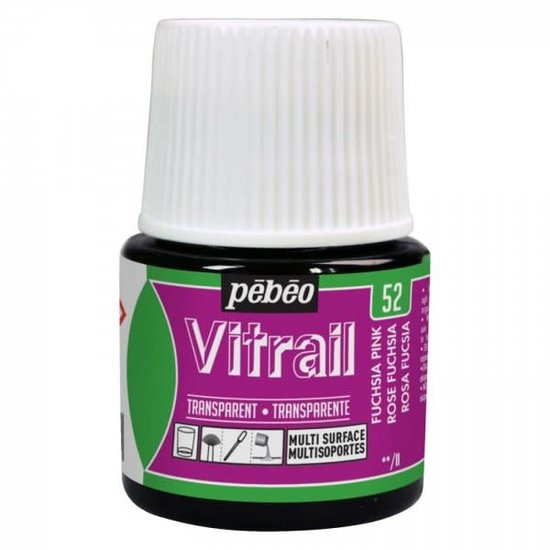Pebeo Pebeo Vitrail Glasverf Transparent 45ml Fuchsia Pink nr. 52