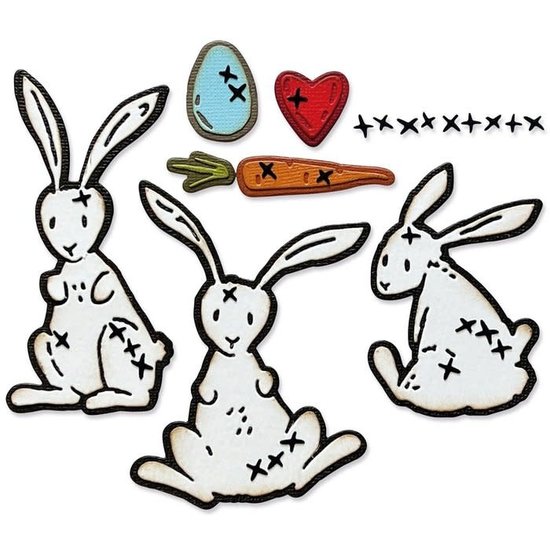 Tim Holtz Sizzix Thinlits Die Set Tim Holtz Bunny Stitch 15 Dies