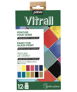 Pebeo Vitrail glasverf initiatieset Discovery Collection 12x20ml