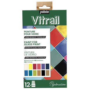 Pebeo Vitrail glasverf initiatieset Discovery Collection 12x20ml