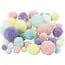 Creotime Pom Pom Mix set incl. glitter 15-40mm. 62gr. Pastel kleuren