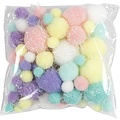 Creotime Pom Pom Mix set incl. glitter 15-40mm. 62gr. Pastel kleuren