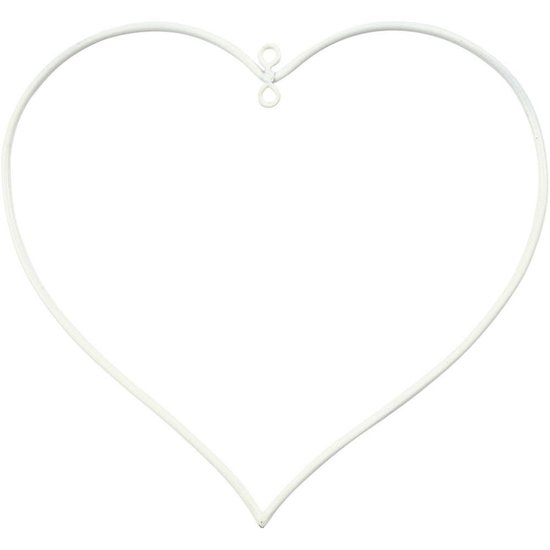 Creotime Spanring metaal Hart Wit 13x13cm.