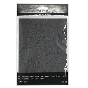 Ranger Distress Woodgrain Cardstock Halloween Black 10 sheets