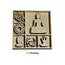 CraftEmotions Houten ornamenten Happiness Boeddha doosje 10,5 x 10,5 cm. 35 pcs .