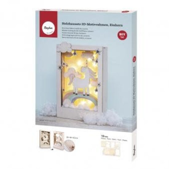 Rayher Houten bouwset 3D Lijst 20x30x6,5cm Eenhoorn