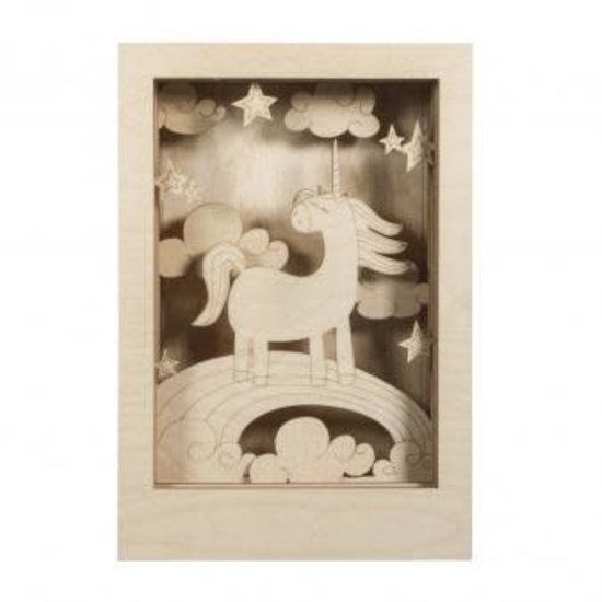 Rayher Houten bouwset 3D Lijst 20x30x6,5cm Eenhoorn
