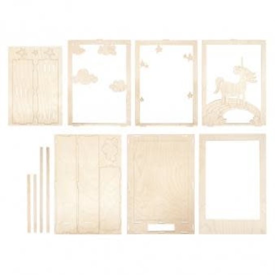 Rayher Houten bouwset 3D Lijst 20x30x6,5cm Eenhoorn