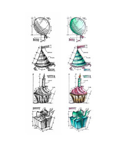 Tim Holtz Cling Stamp Mini Blueprint Birthday